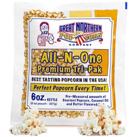 6 oz Popcorn Packs – Pre-Measured, Movie Theater Style, All-in-One Kernel, Salt, Oil Packets for Popcorn Machines by Great Northern Popcorn (40 Case)