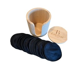 Washable Eco Friendly Natural Reusable Facial Face Cleansing Microfiber Rounds with Bamboo Holder