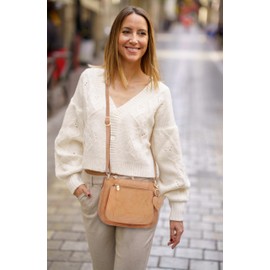 Gigi - Women's Small Leather Cross Body Handbag - Shoulder Bag With Long Adjustable Strap - With Heart Keyring Charm - OTHELLO 9975 - Navy