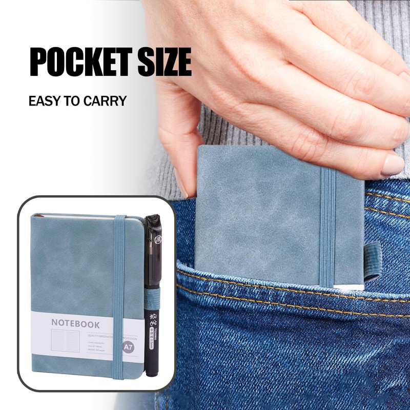 5pcs Pocket Notebook A7, Small Mini Notepad with Pens, Small