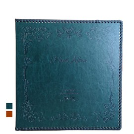 Totocan Photo Album Self Adhesive Pages, Large Self-Stick Page Picture Album Leather Vintage Inspired Cover, Hand Made DIY Albums Holds 3X5, 4X6, 5X7, 6X8, 8X10 Photos (11.6"x10.8" 40pgs, DarkGreen)