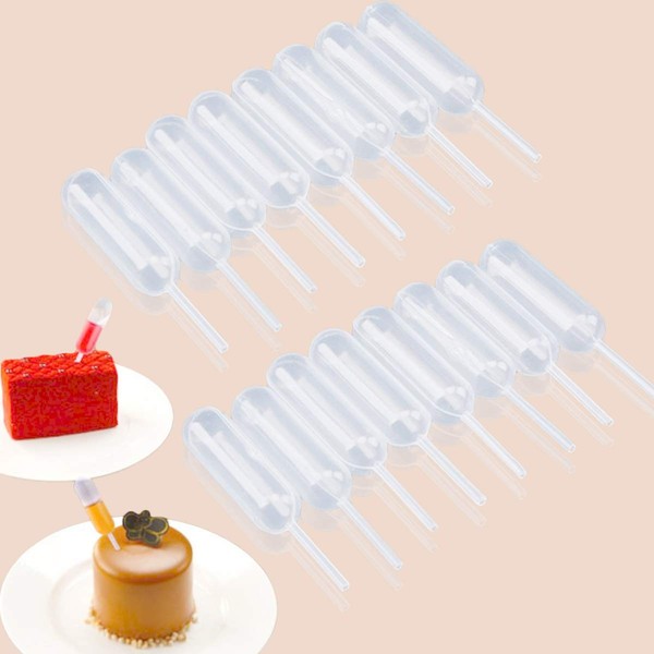 moveland Cupcakes Pipettes, 120PCS 4 ml Plastic Pipettes Squeeze Dropper Liquid Injector for Strawberries, Cupcake, Chocolate