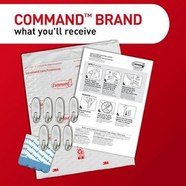 Command - Ganchos de pared transparentes medianos, 7 ganchos de pared y 12 tiras de mando, sin daños para colgar con calcomanía, ideal para colgar la decoración del hogar, soporta hasta 2 libras