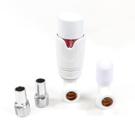 Adept Technology TRV c/w Lockshield and Modern Valves Head Kit (15mm x 1/2") Choice of Colours and Sizes (Angled, White)