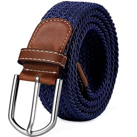 NTEK Men and Women Belt, Elastic Braided Belt, Vintage Casual Woven Belts, Multicolor Woven Stretch Belts, Braided Stretch Fabric Belt for Men Women (BLUE, 1 INCHES)