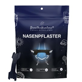 BreatheHunters® - Premium Nasenpflaster | schwarz, Nasenstreifen, weniger Schnarchen, bessere Schlafqualität, mehr Leistung Sport, Schnarchpflaster, Nose stripe, Besser Atmen (60 Stück)