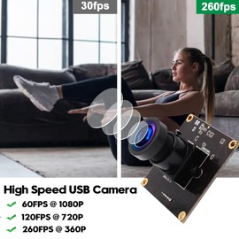 Svpro 2MP USB Camera Module 1080P 60fps, 720P 120fps, 360P 260fps High Speed UVC Camera for Lightburn Laser Carving, Plug & Play for Computer/Laptop, Compatible with Windows Linux Android MacOS