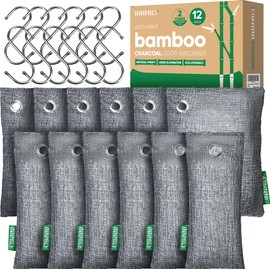 Activated Charcoal Odor Absorber,Large 12 Pack w Hooks Nature Odor Eliminator for Strong Odor, Bamboo Charcoal Air Purifying Bags,Moisture Absorbers for Fresh Home Car Closet Pet,Smoke Room Deodorizer