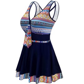 AONTUS - Traje de baño de una pieza para mujer, talla grande, control de abdomen, traje de baño, Arco iris, 16-18