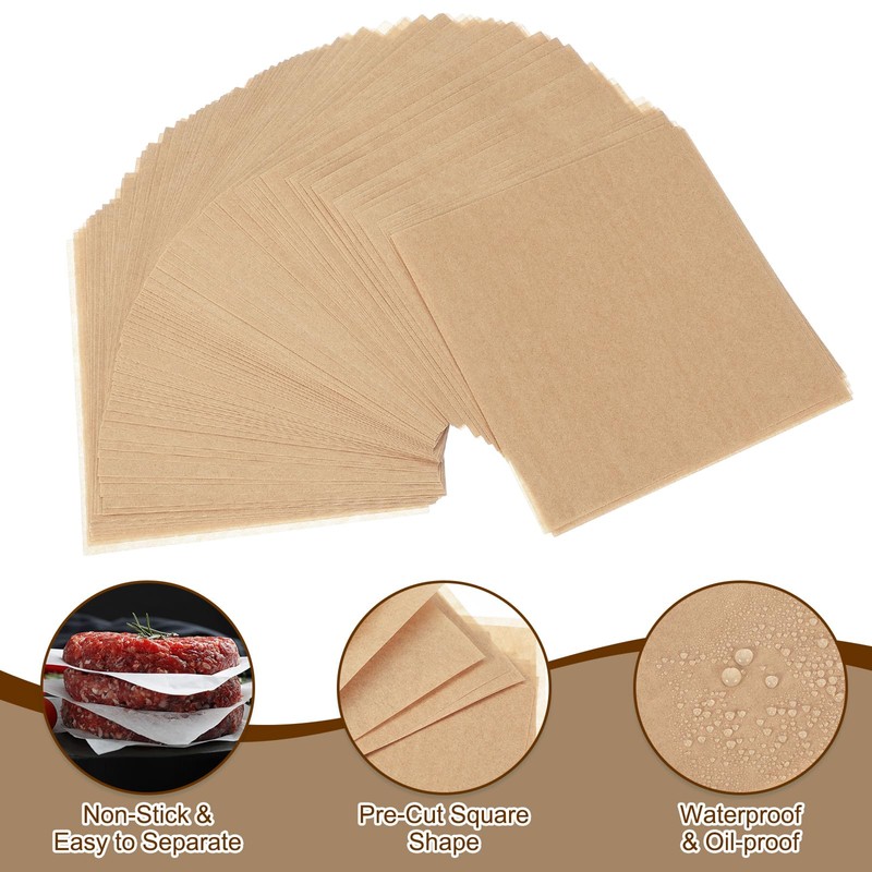 sourcing map 500 Pcs Unbleached Parchment Paper Baking Sheets Squares,