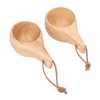 2Pcs Camping Mug Drinking Tea Cup Rubber Wood Mini Portable