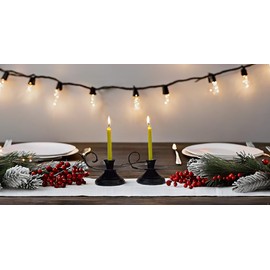 Matte Black Iron Candle Holder with Handle 2 Pcs Taper Candle Sticks Holder Decor Farmhouse Home Wedding Party Dinning Table Centerpiece (Set Of 2) (Loop Handle Small, Black, 3.5 Inch)