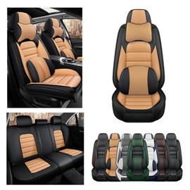 Cscevt 5 Seat Covers for Toyota RAV4 Hybrid 2016-2023 Leather Car Seat Covers Waterproof Anti-Slip Soft Car Seat Protectors Comfort Automotive Seat Covers with Airbag（Luxury,Black+Orange）