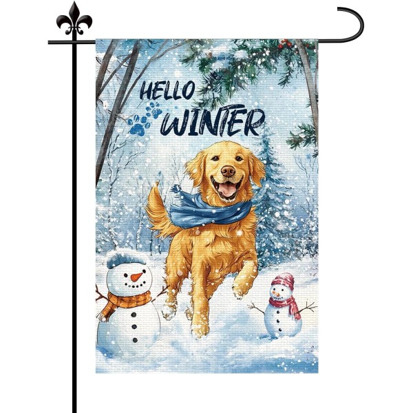 Does not apply Golden Retriever Winter Garden Flag, 18X12In Double