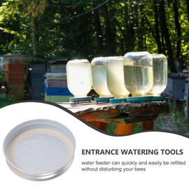 Kisangel 4pc Bee Entrance Feeders Perforated Metal Mason Jar Lid Drinking Tool for Mason Plastic Glass Jars, Sugar Syrup Water Dispenser