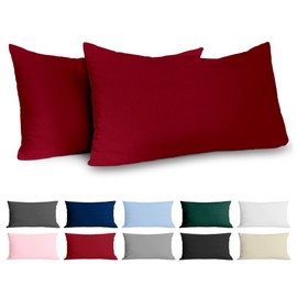 Dreamzie Renforcé Cotton Pillowcase 40 x 80 cm (Set of 2) – Burgundy Red – Densely Woven with 57 Threads/cm² – Cushion Cover 40 x 80 cm – OEKO-TEX Certified