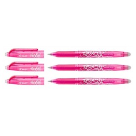 Pilot Frixion Ball Erasable Gel Ink Rollerball Pens Fine Tip Pink Pack of 3