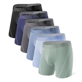 Separatec Mens Underwear Dual Pouch Boxer Briefs Moisture Wicking & Breathable ComfortSoft Underwear with Fly 3 or 6 Pack(M,Assorted Colors-1)