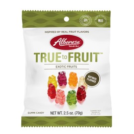 Albanese World's Best Snack Pack,True to Fruit Exotic Fruits Gummies, 2.5oz Bags of Candy (Pack of 12), Soft & Chewy Candy Snacks