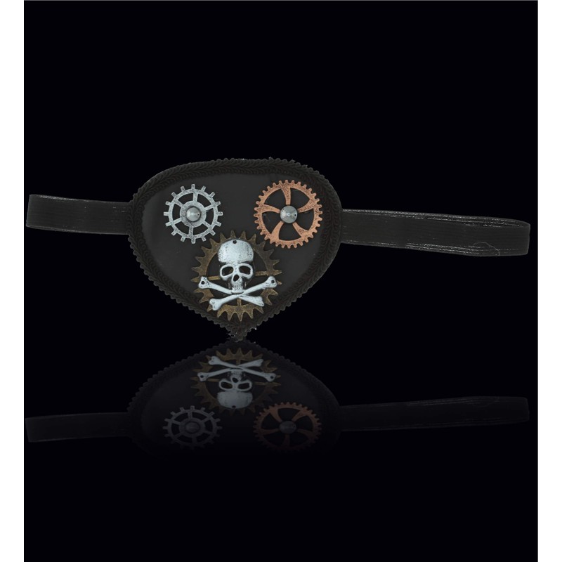 Attitude Studio Steampunk Pirate Eye Patch, Metallic Skull & Gears