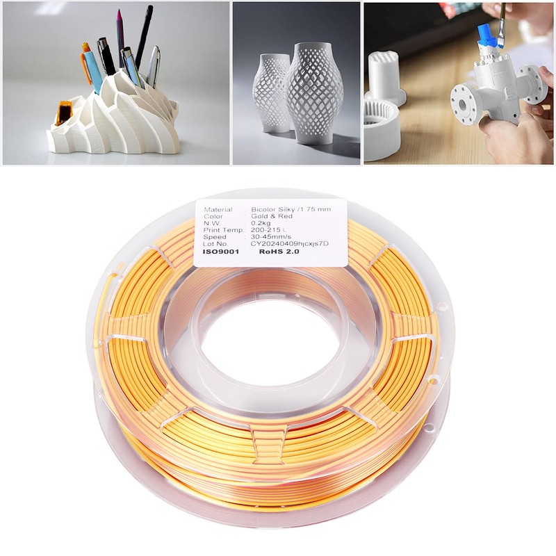 1.75mm PLA Filament Bundle Gold Red Dual Color Coextrusion Filament