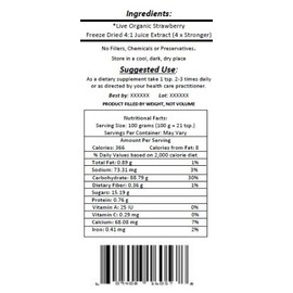 Virgin Extracts (TM) Pure Premium Organic Freeze Dried Strawberry Extract Powder 25:1 Concentrate SuperFood (25 x Stronger) 16oz Pouch (454 Grams)