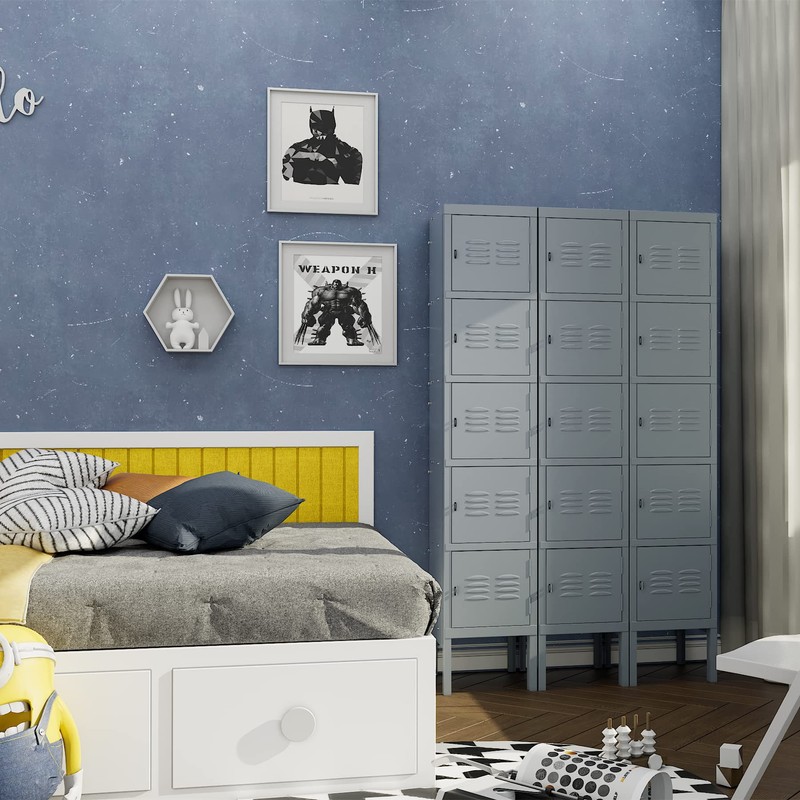Yizosh Metal Locker with 5 Doors, Tall Steel Storage Lockers