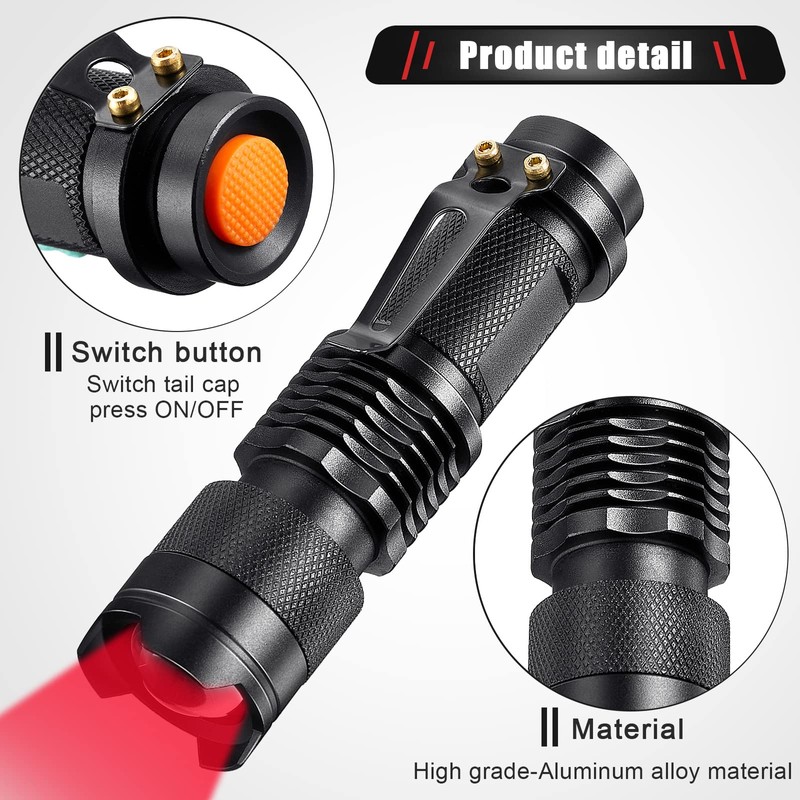Yahenda 20 Pcs Red Flashlights Bulk Single Mode Red LED