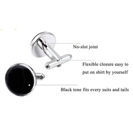 YKKJ 1 Pair Men's Cufflinks Wedding Cufflinks Stainless Men's Cufflinks for Men Shirt Business Wedding or Birthday Gift, Black, Stainless Steel
