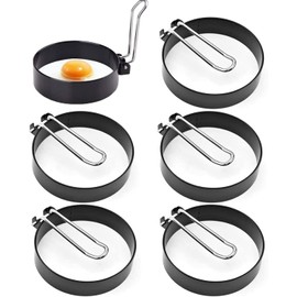 Egg Ring Non Stick, 6 Pack Egg Rings for Frying, Round Egg Cooking Rings, Egg Circles Egg Shaper for Frying, Frying Pancake Mcmuffins, Crumpets