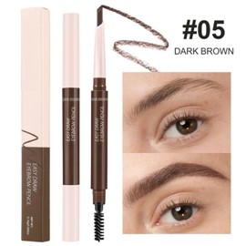 Okerker Brown Dual-Ended Eyebrow Pencil - Waterproof, Smudge-Proof Brow Liner with High Pigment, Smooth Glide Formula, Built-In Sharpener#05