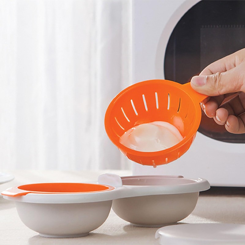 Microwave Egg Poacher, Egg Cooker Microwavable 2 Cavity Eggs Poacher