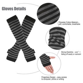 ZXOLDZX 4 Pairs Women's Striped Arm Warmer Long Striped Socks Knit Fingerless Gloves Set Winter Costume (2 Sets Pink+Neon Green)