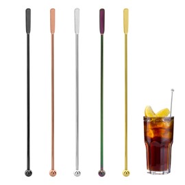 5 Pcs 7.2-inch Cocktail Paddle Drink Stirrers Stainless Steel Coffee Stirrers Metal Cocktail Stirrers with Small Rectangular Paddles Reusable Beverage Swizzle Stick for Bar Party (5colour)