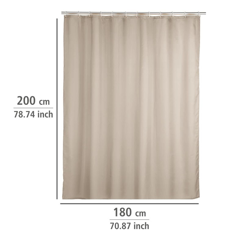 Wenko Anti Mould Shower Curtain - Plain, Antibacterial & Washable