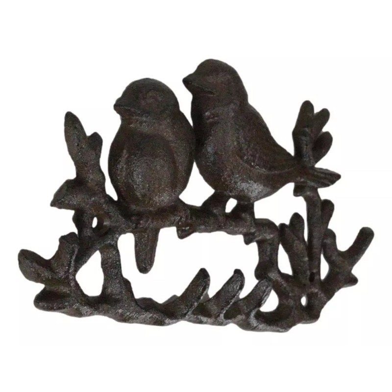 Ebros Gift Cast Iron Rustic Lovebirds Perching On Twig Branch