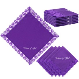 Velmitten 6 Pack 23'' Lap Scarf for Women Church with Lace Bible Verse Ladies Satin Handkerchief for Summer Skirts Covers(Classic)