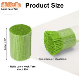 PATIKIL 20 Rolls Latch Hook Yarn, Latch Hook Kit Yarn Precut Hook Rugs Yarn Making Crochet Bundles for Latch Hook Rug Adults Beginners Tapestry DIY Craft, Grass Green