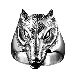 Materia Women's Men's Ring Wolf 925 Silver Ring Solid 10.9 g / 17 18 19 20 21 mm with Ring Box #SR-30, Silver, No Gemstone