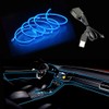 Maxlaxer El Wire Blue Interior Car LED Strip Lights, 5M