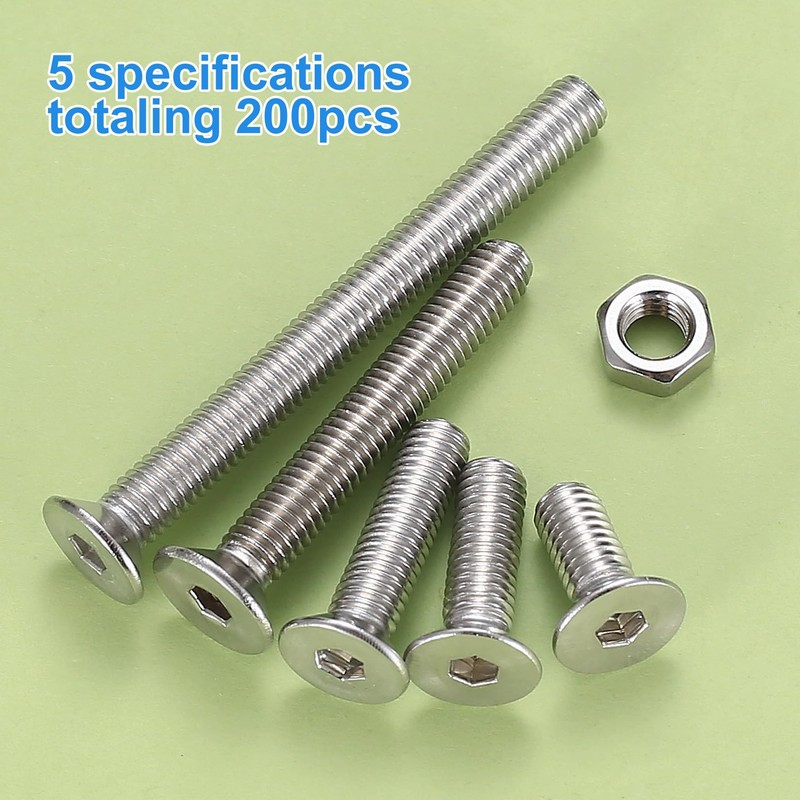 200 Pcs M5 Assorted Nuts and Bolts Set, Button Head