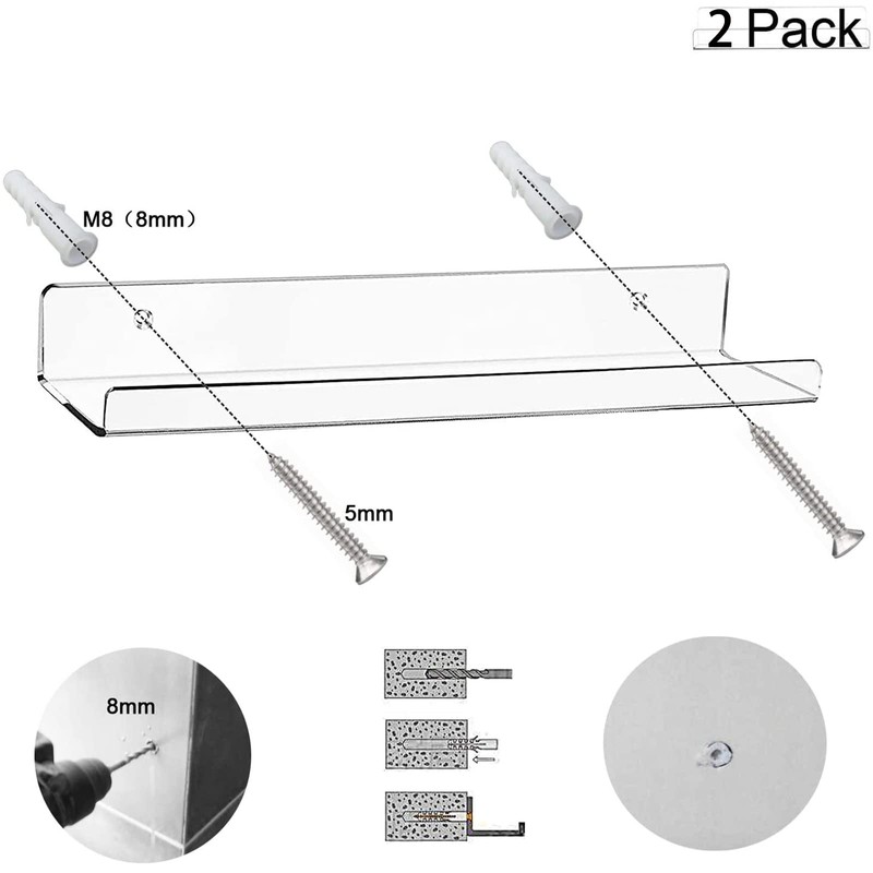 Cerpourt Cerpourt Acrylic Floating Wall Ledge Shelf, Clear Bathroom Storage
