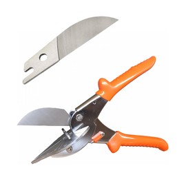 Multi Angle Miter Cutter | + Spare Blade | Hand Scissors Multipurpose Tool | 45-135 Degree Cutting | Stainless Steel, Rubber Handle & Safety Lock | Miter Shears, Trim, Chamfer & Quarter Round Cutters