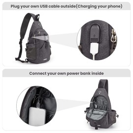 G4Free Sling Chest Bag Shoulder Backpack Crossbody Waterproof Canvas Daypack for Men Women(Dark Grey)