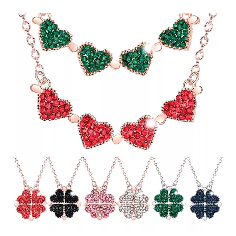 TCI Imports Collar De Trébol Convertible En Corazones Doble Vista