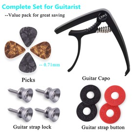 K KAREZOG Guitar Strap Acoustic,Guitar Straps,Electric Guitar Strap Skull Rose Pattern Includes 1 Guitar Capo,4 Guitar Strap Lock,4 Guitar Strap Button,4 Picks For Bass, Electric & Acoustic Guitars