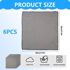 Microfibre Cleaning Cloths 20 x 20 cm Grey Microfibre Cloths Barista Cloth Microfibre Cloth with Waffle Structure Cloth Cleaning Cloths Window Cloths Dish Cloths Kitchen Cloth Cleaning Cloth Pack of 6