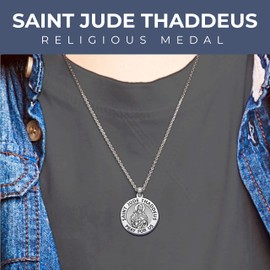 PicturesOnGold.com Saint Jude Round Religious Medal EXCLUSIVE - Sterling Silver - 3/4 Inch Size