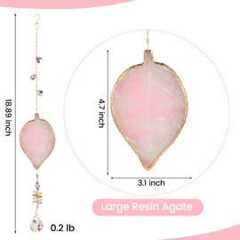 Hanging Crystal Suncatcher, Sun Catchers Indoor Window, Leaf-Shaped Crystal Hanging Ornament, Hanging Crystals for Decoration, Birthday Gift (Pink)