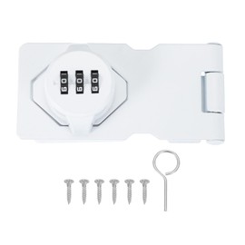 sourcing map Password Rotary Hasp Locks, Mechanical Cabinet Combination Latch Locks 3.5" Security Keyless Rotary Hasp Latch Lock for Shed Door Sliding Closet Bathroom Outdoor White